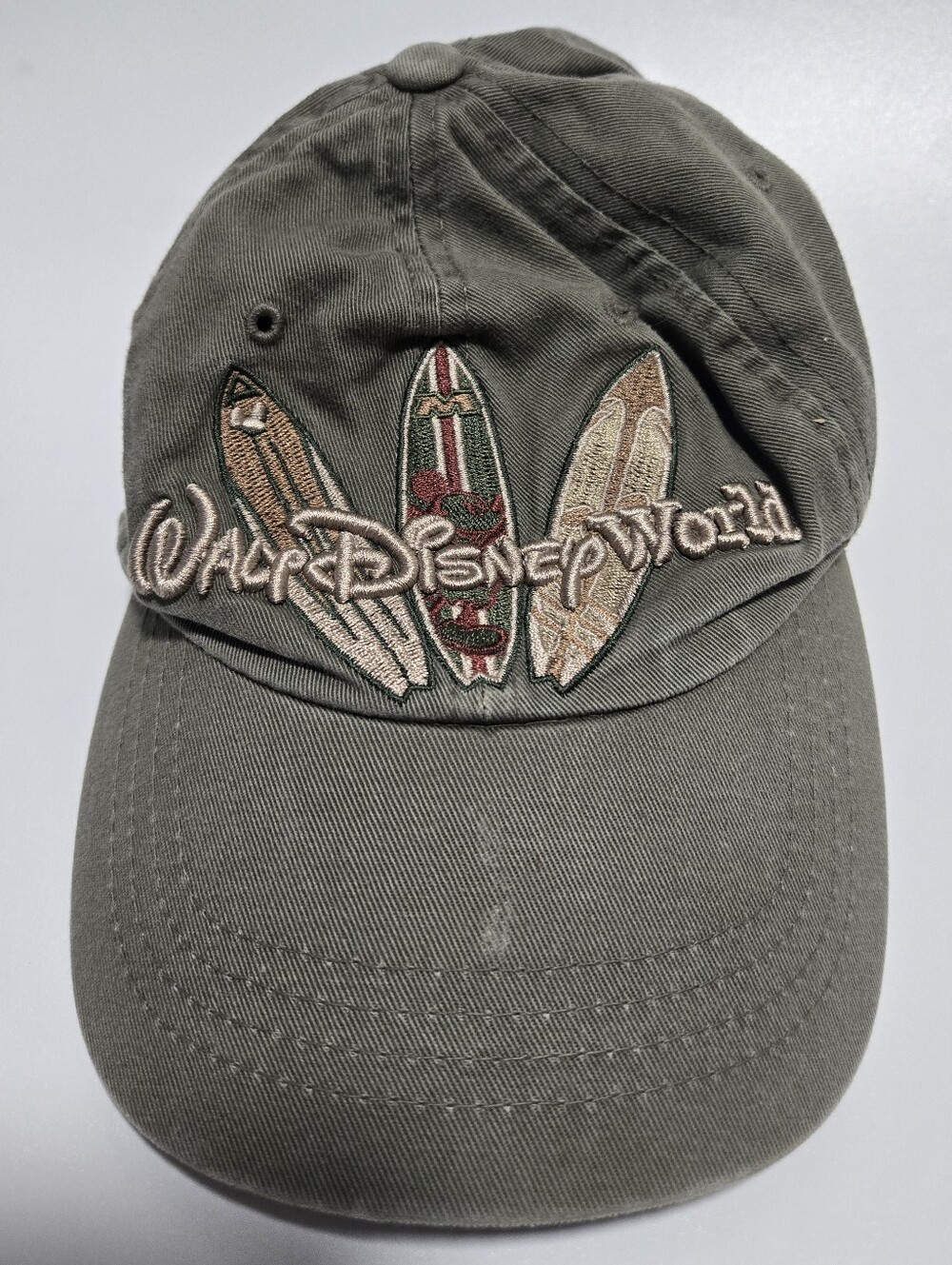 Vintage Walt Disney World Surfboard Embroidered Hat Cotton OS Green Unisex
